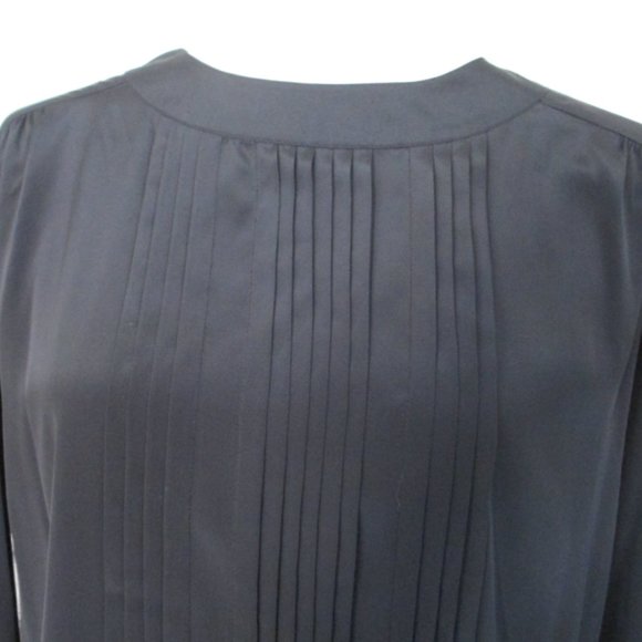 Dana Ashley Black Pleated Front Long Sleeve Blouse Size 14 - Picture 4 of 13